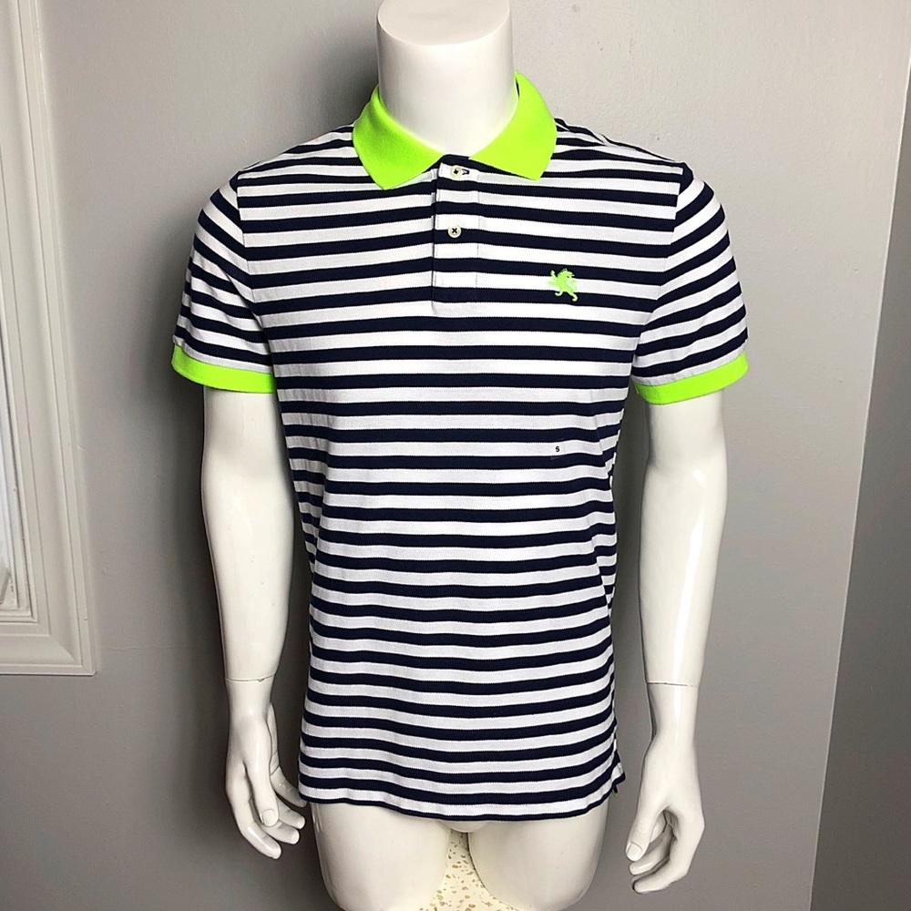NWT Express Polo Shirt Striped Blue Pique NWT